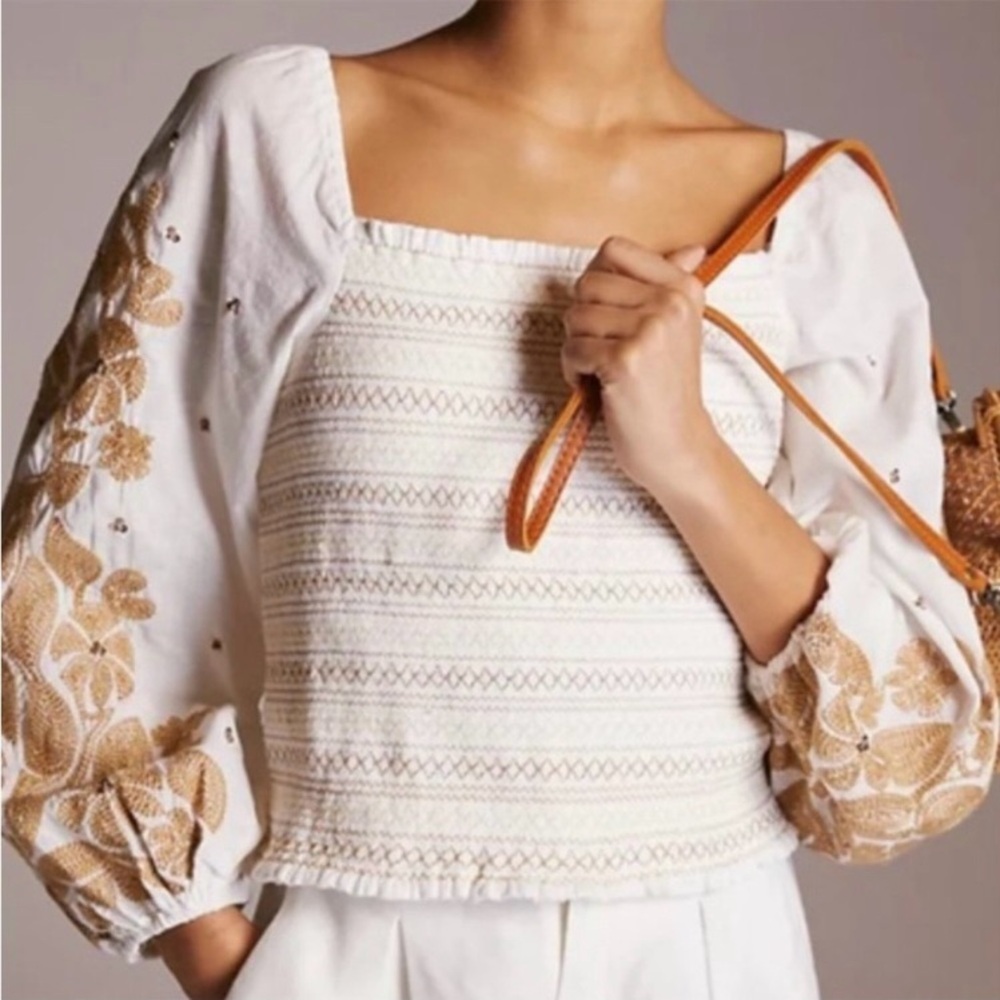Anthropologie Embroidered Blouse